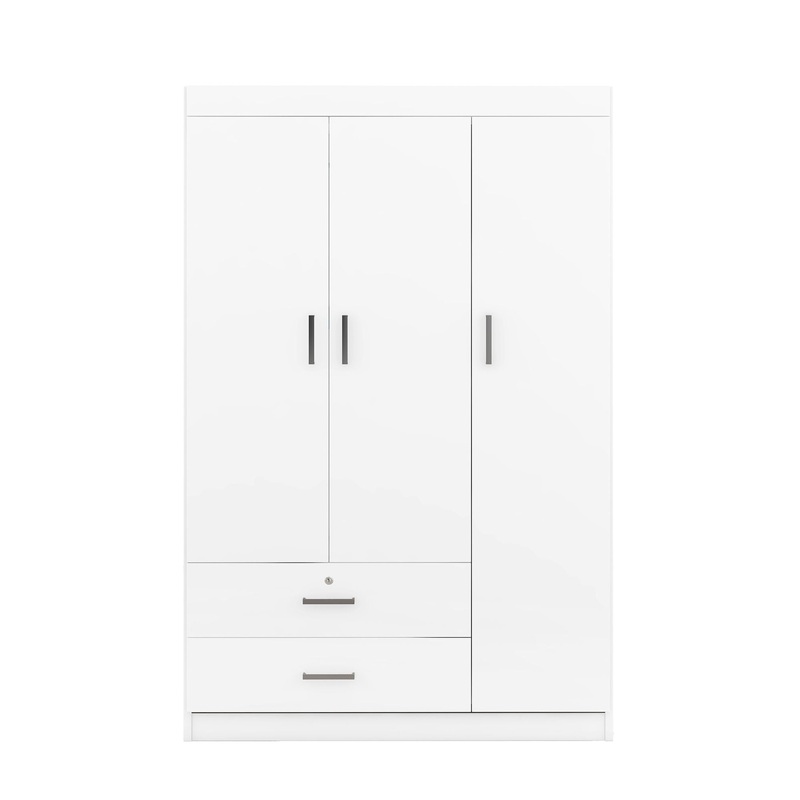 3 Door Wardrobe With 2 Drawers – White