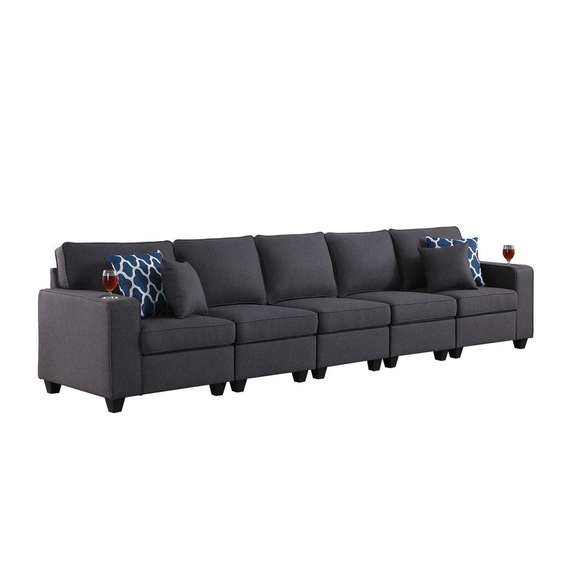 Cooper – 5 Seater Sofa With Cupholder – Dark Gray