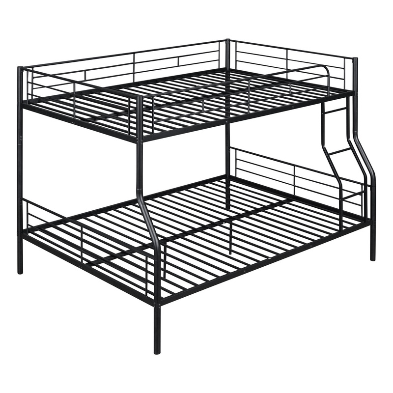 Full Long Over Queen Metal Bunk Bed – Black