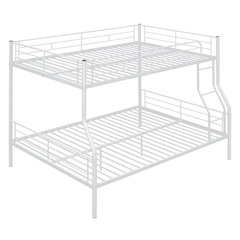Full Long Over Queen Metal Bunk Bed – White