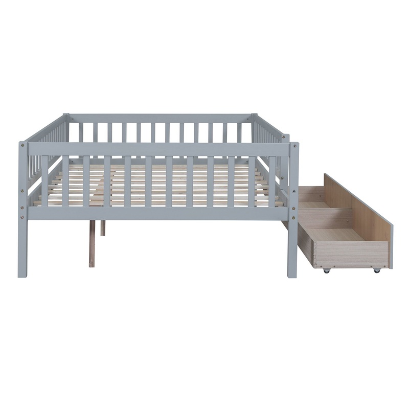 Full Size Daybed Bed With Two Drawers – Gray