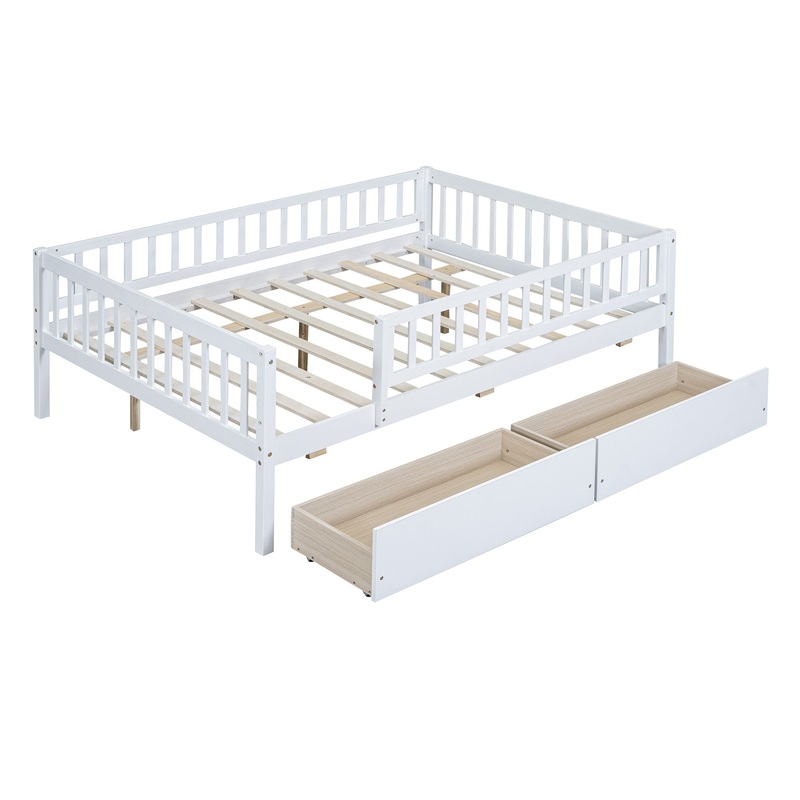 Full Size Daybed Bed With Two Drawers – White