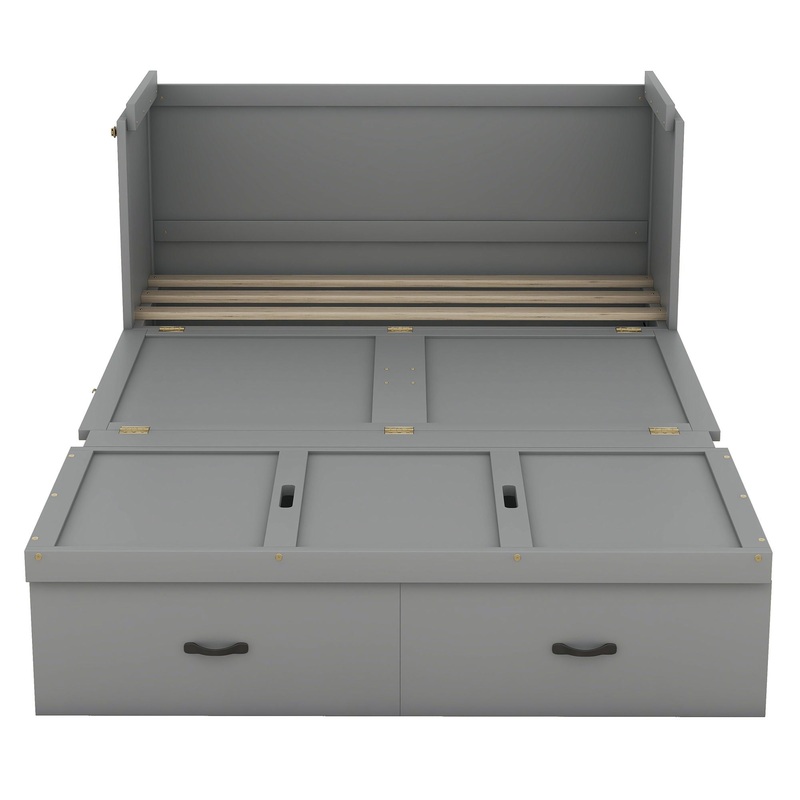 Full Size Murphy Bed With USB Port And A Large Drawer – Gray