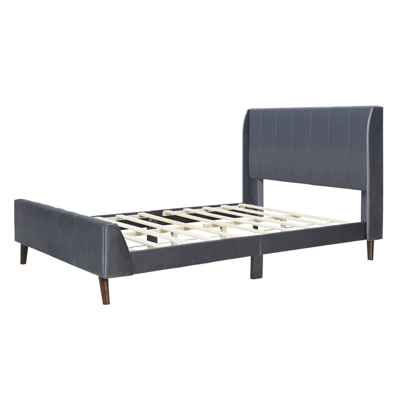 Full Size Upholstered Platform Bed – Gray