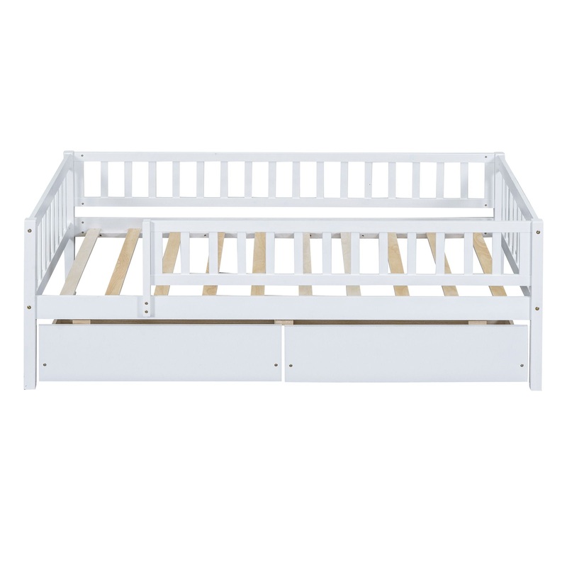 Twin Size Daybed Bed With Two Drawers – White