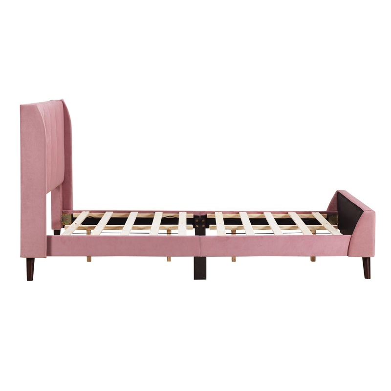 Twin Size Upholstered Platform Bed – Pink