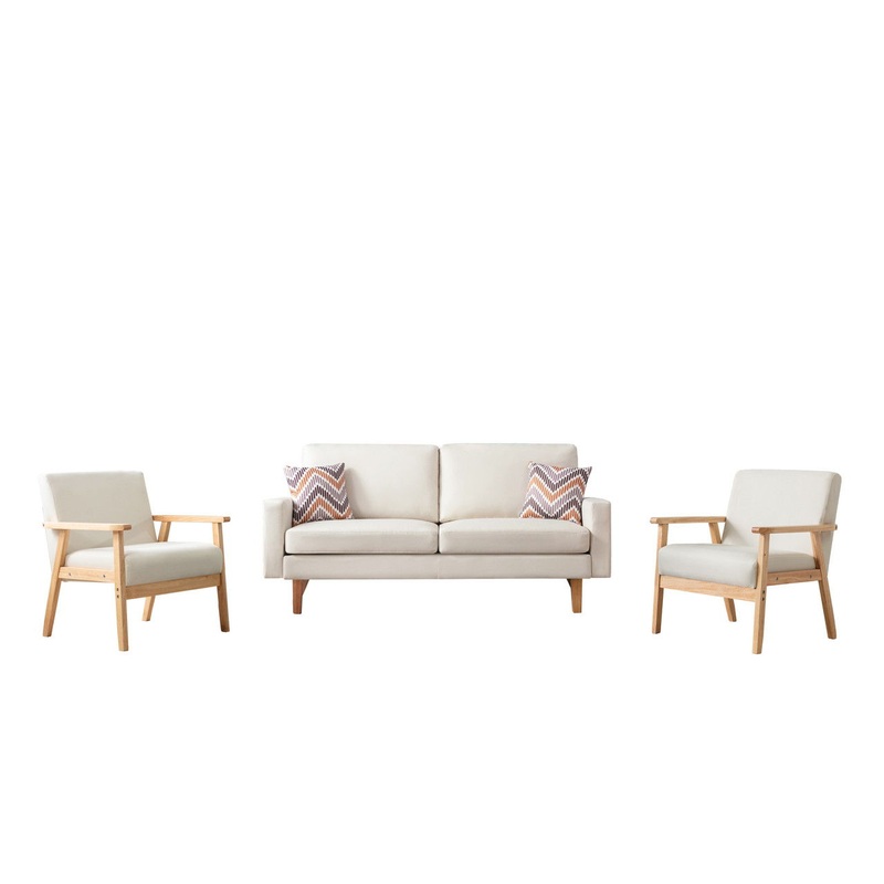 Bahamas – Sofa And 2 Chairs With 2 Throw Pillows – Beige