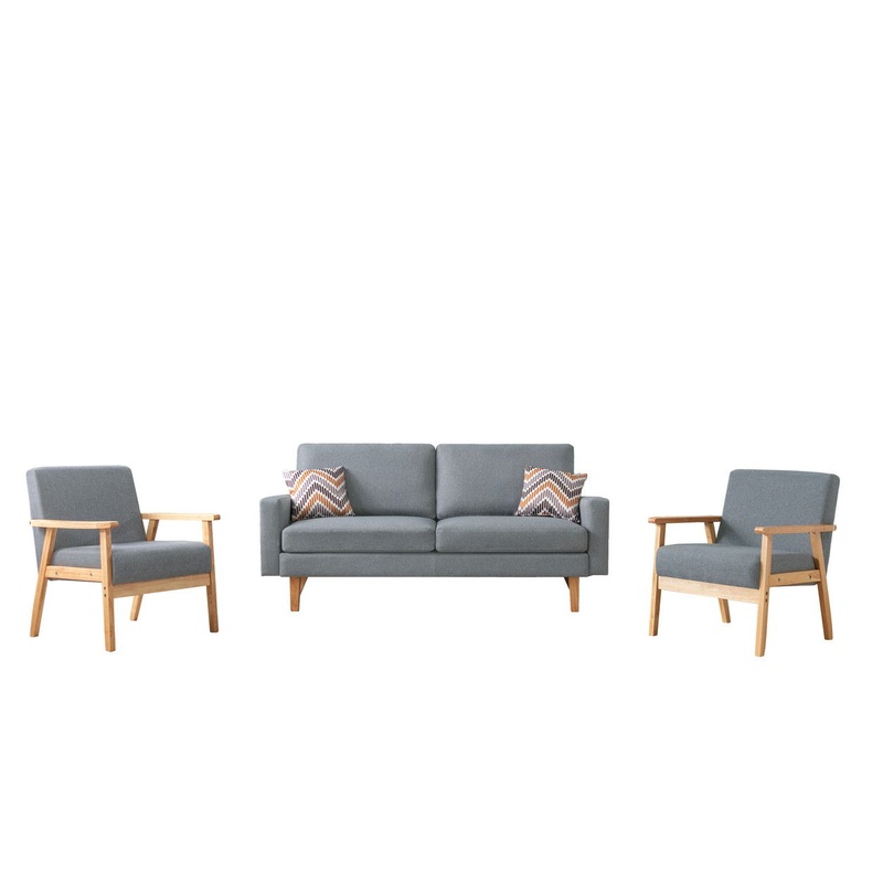 Bahamas – Sofa And 2 Chairs With 2 Throw Pillows – Gray