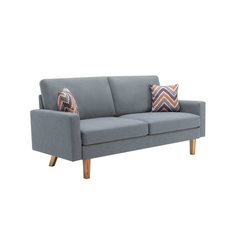 Bahamas – Sofa With 2 Throw Pillows – Gray