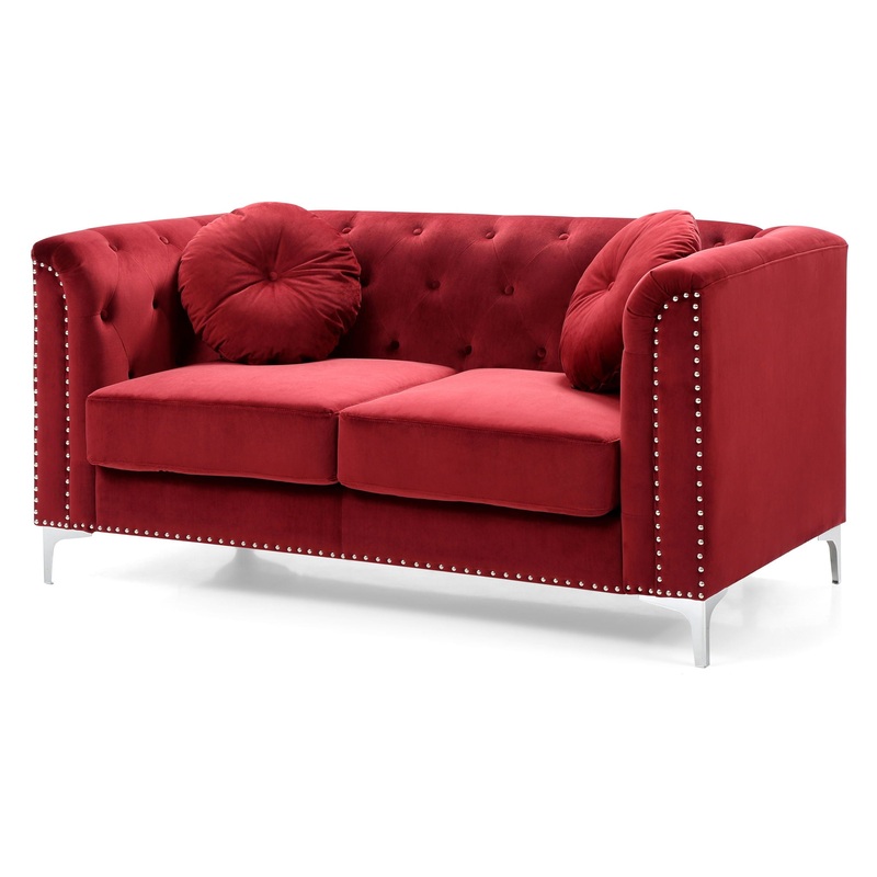 Elegant Contemporary Loveseat – Burgundy