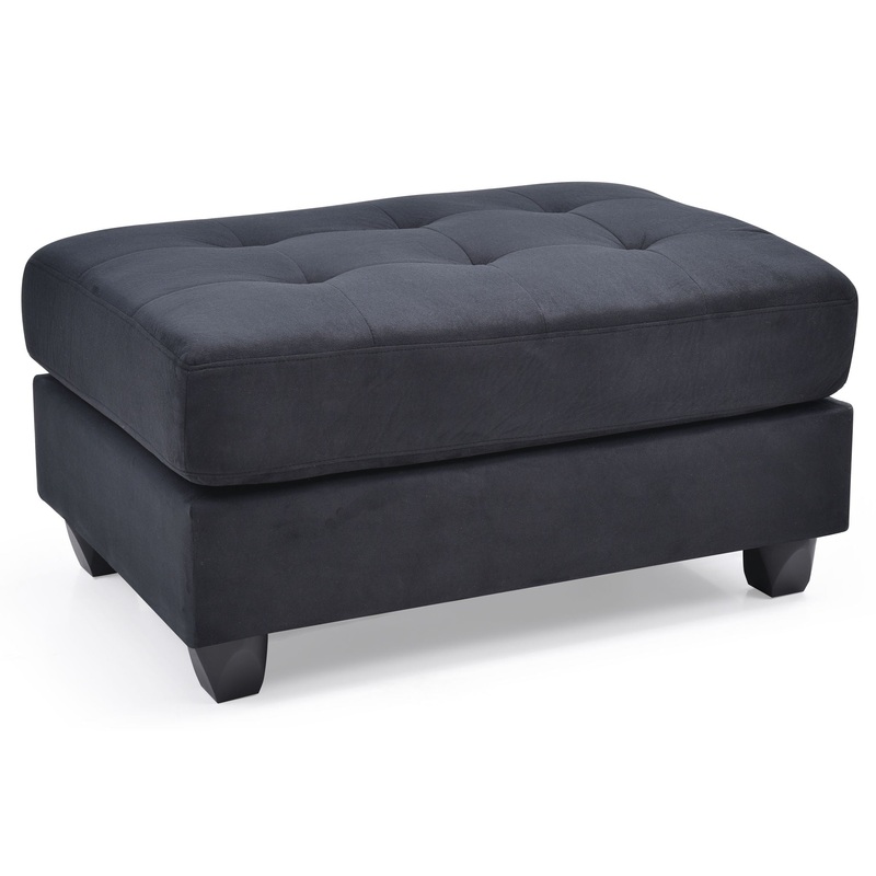 Sleek Contemporary Upholstered Ottoman – Black