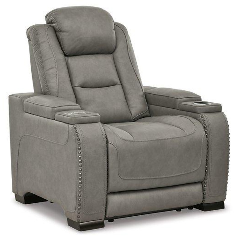 The Man-Den Power Recliner|Gray|Mahogany