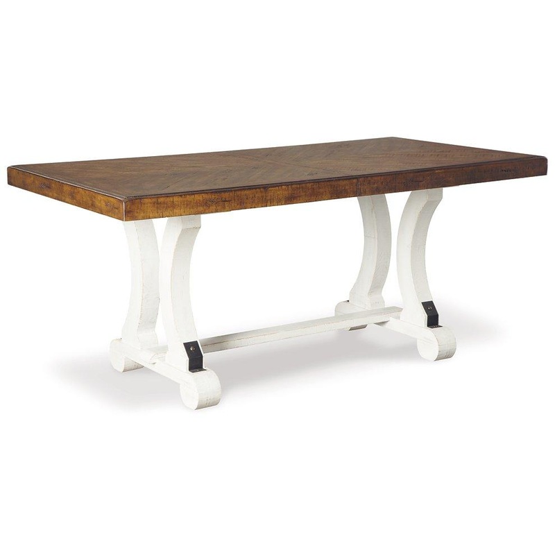 Valebeck Dining Table|White/Brown|Multi