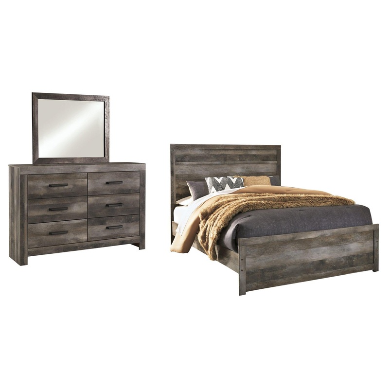 Wynnlow Bedroom Set|Panel Bed|Crossbuck Panel Bed|Poster Bed|5-Piece: Dresser & Mirror/Bed (Headboard, Footboard, Rails)|6-Piece: Dresser & Mirror/Bed (Headboard, Footboard, Rails)/Nightstand|7-Piece: Dresser & Mirror/Bed (Headboard, Footboard, Rails)/2-N