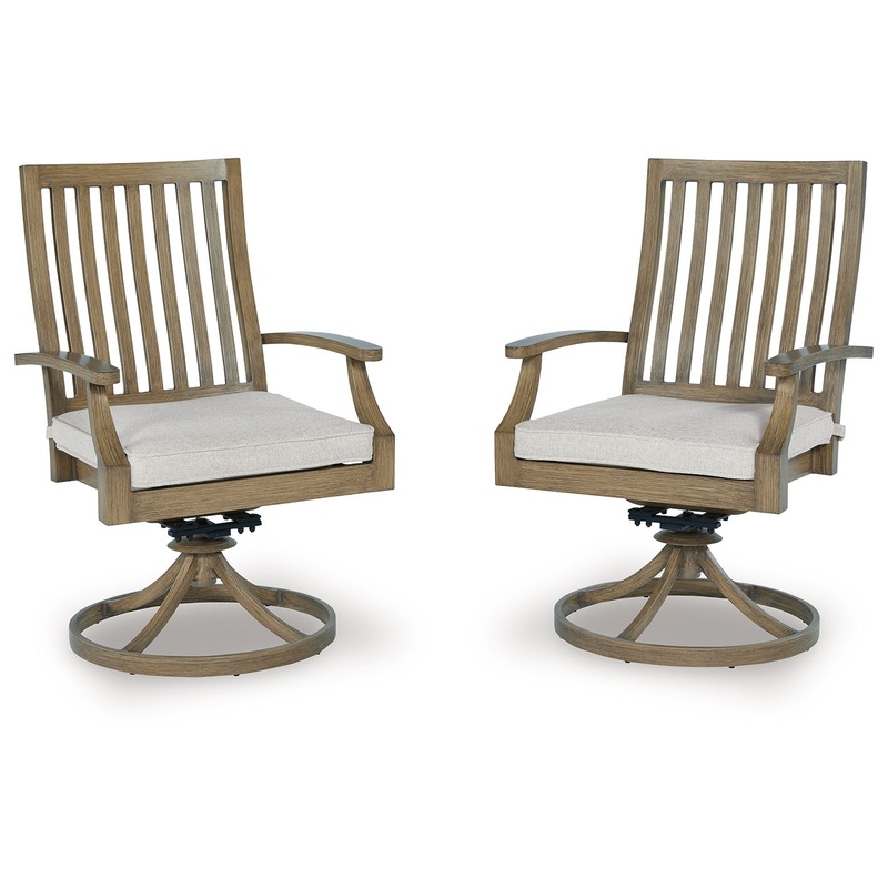 Rainier Ranch – Brown / Beige – Swivel Chair With Cushion (Set of 2)