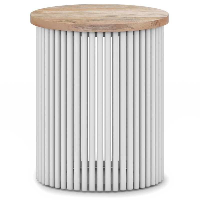 Demy – Metal And Wood Accent Table – Natural / White