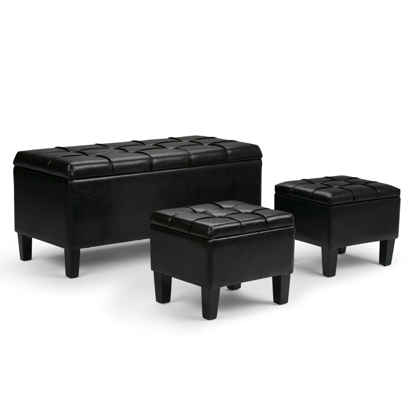 Dover – 3 Piece Storage Ottoman – Midnight Black