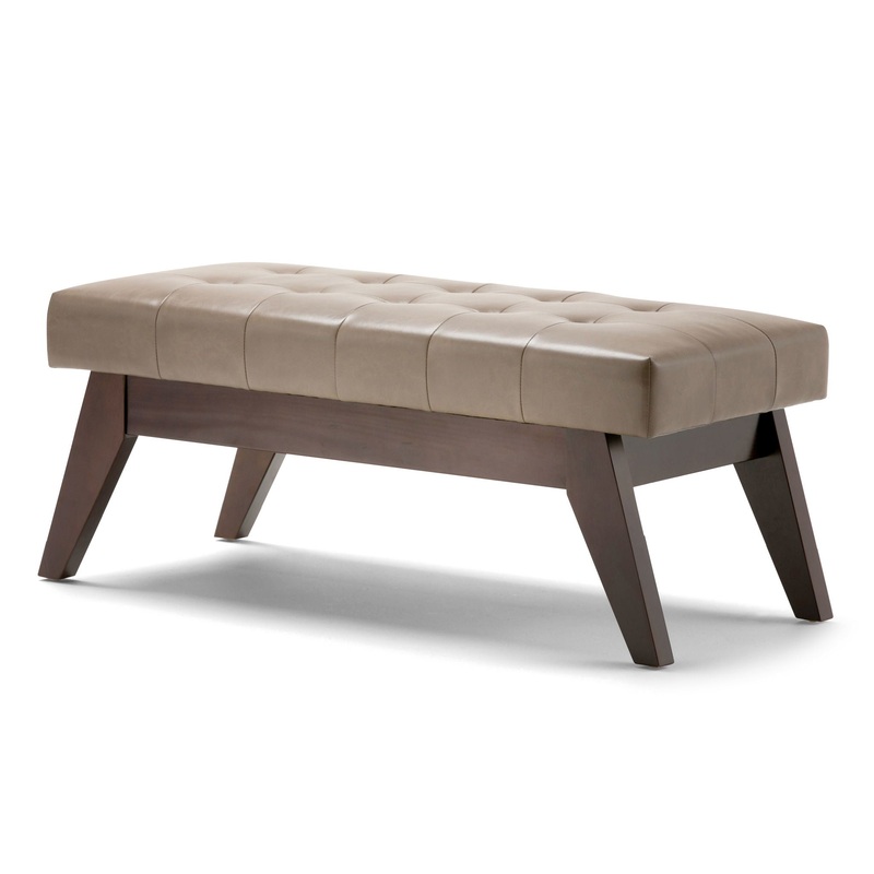 Draper – Mid Century Tufted Ottoman Bench – Ash Blonde