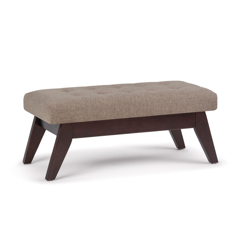 Draper – Mid Century Tufted Ottoman Bench – Fawn Brown