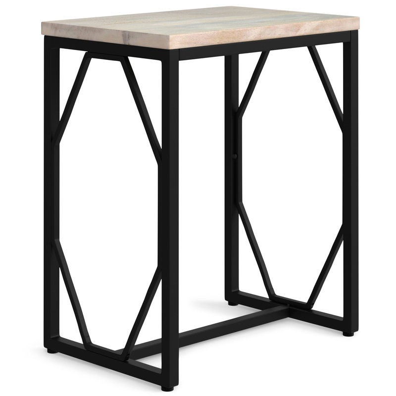 Selma – Metal And Wood Accent Table – White Wash