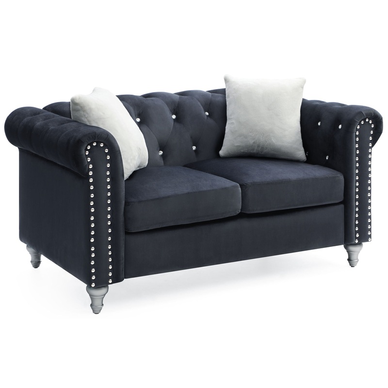 Stylish Contemporary Loveseat – Black