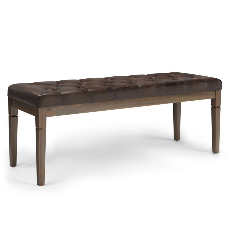 Waverly – Tufted Ottoman Bench – Distressed Brown