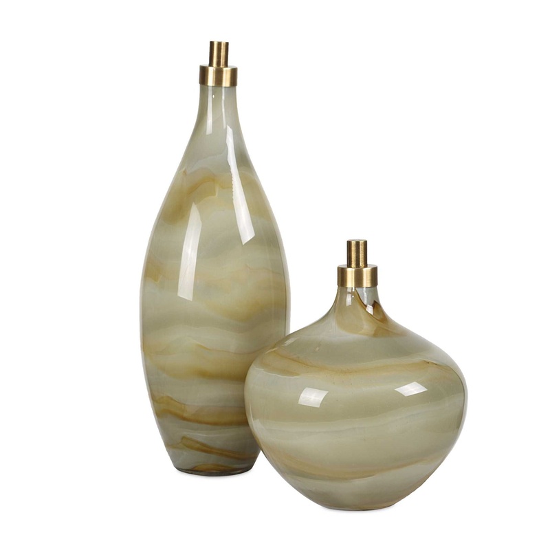 Cascade – Glass Bottles (Set of 2) – Green