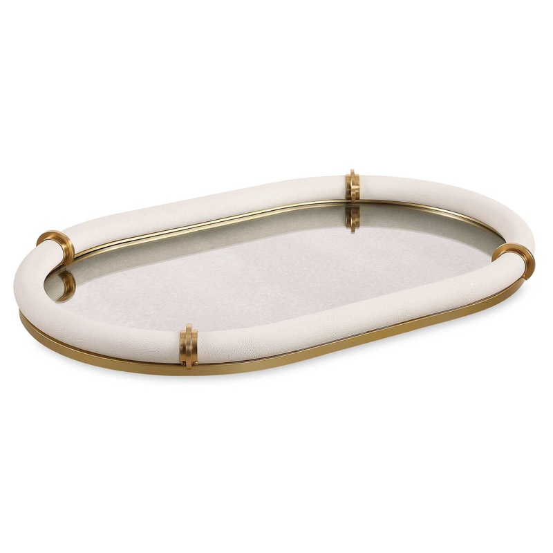Cyprus – Leather Oval Tray – White