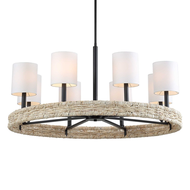 Faiyam – 8 Light Rattan Chandelier – Black