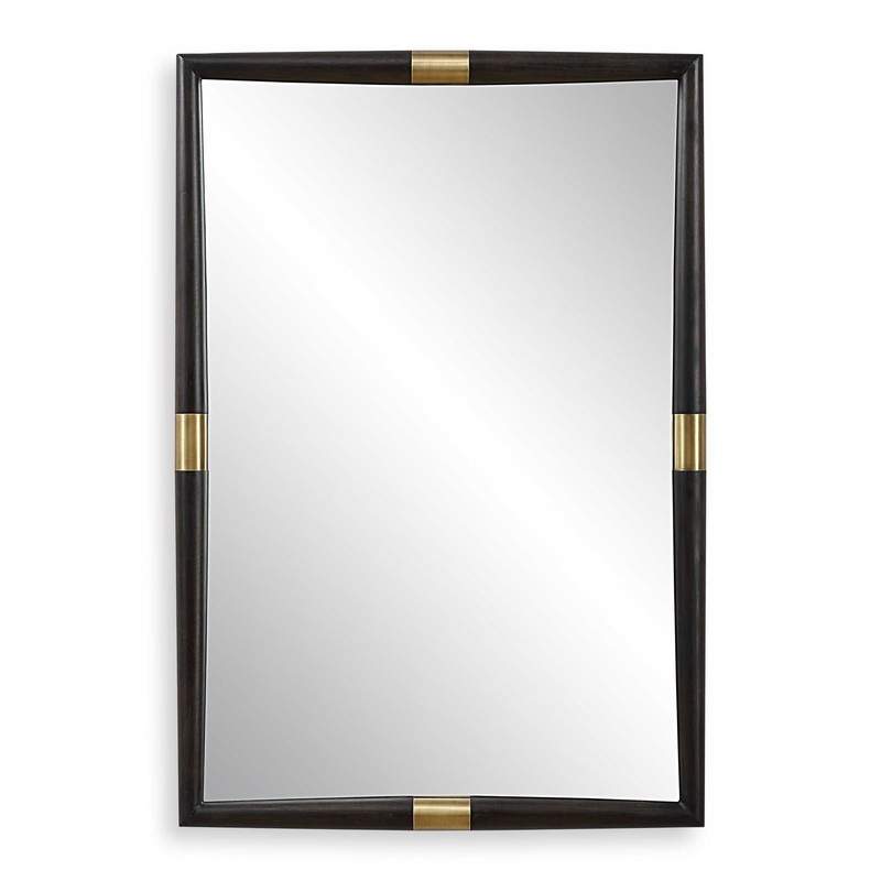 Larkin – Dark Wood & Brass Mirror – Dark Brown