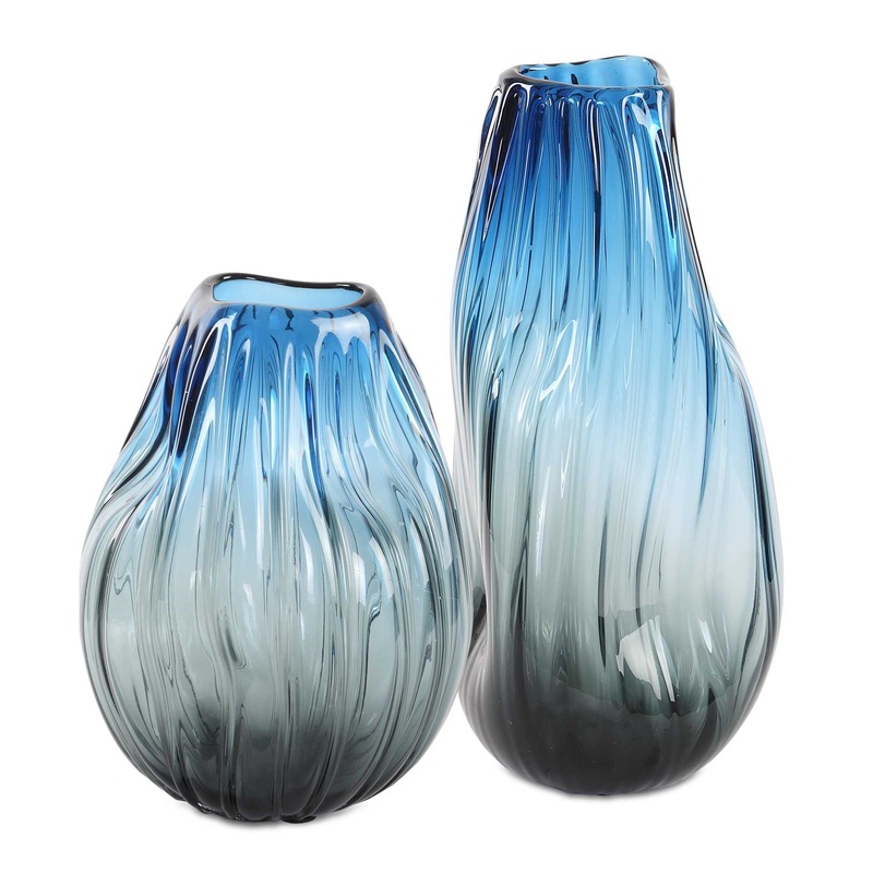 Midnight Horizon – Vases (Set of 2) – Light Blue
