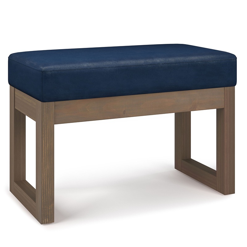 Milltown – Footstool Small Ottoman Bench – Distressed Dark Blue