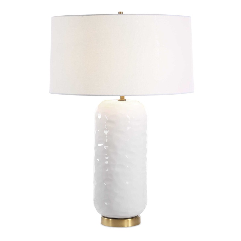Iona – White Glaze Table Lamp – White