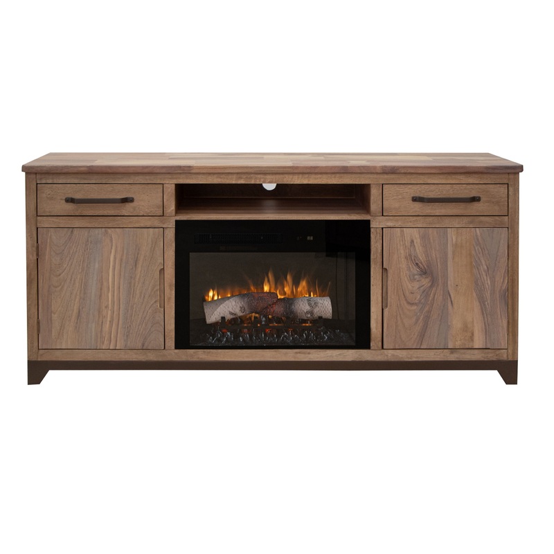 Natural Parota – 70 Electric Fireplace – Dark Brown