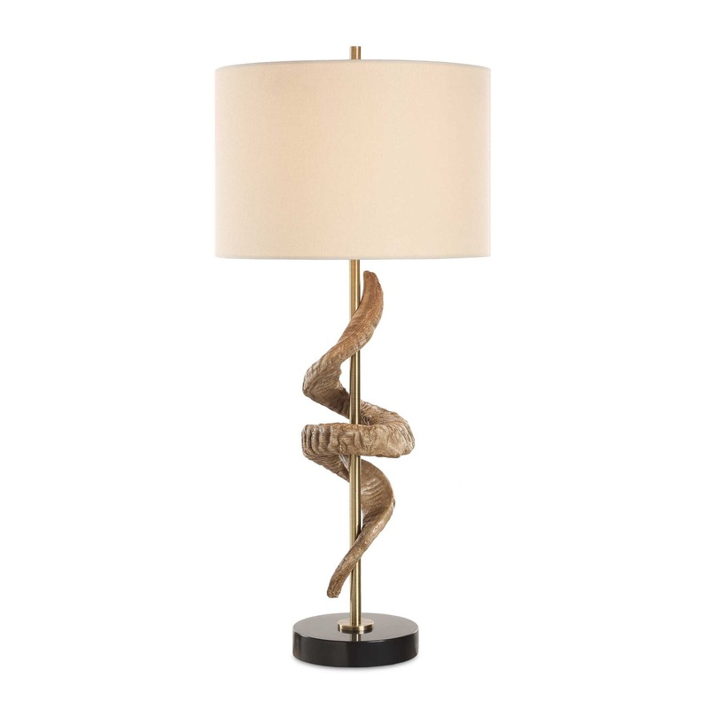 Rams – Horn Table Lamp – Light Brown