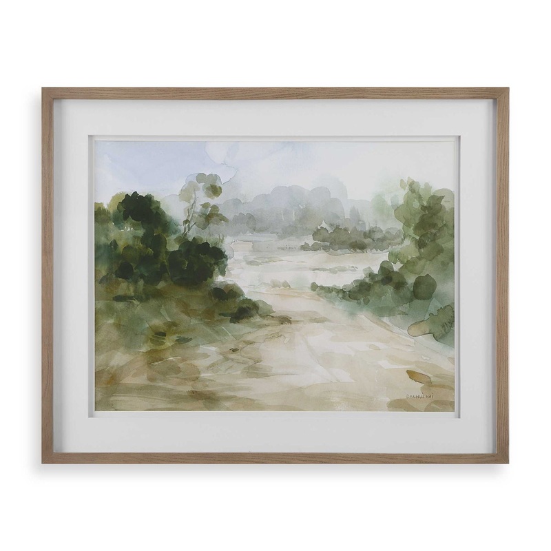 Verdant – Watercolor Landscape Print – Light Brown