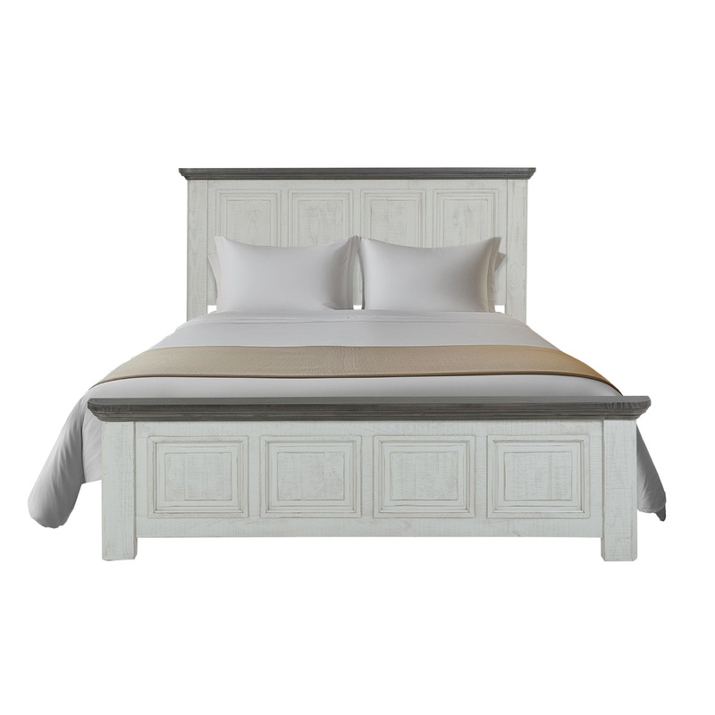 Luna – Panel Bed|White|King|Queen