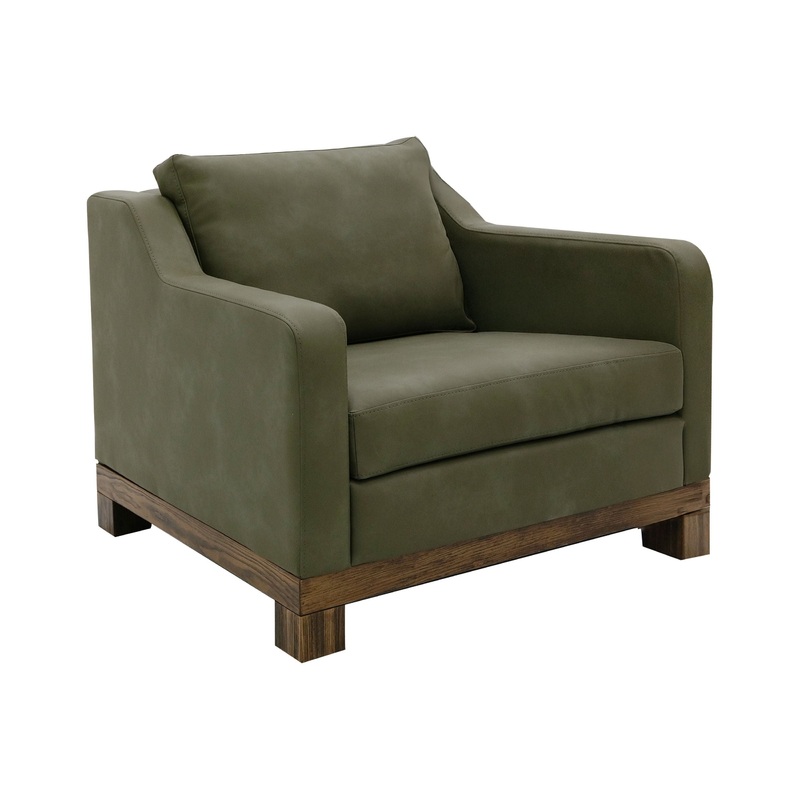 Natural Teca – Armchair – Olive Green