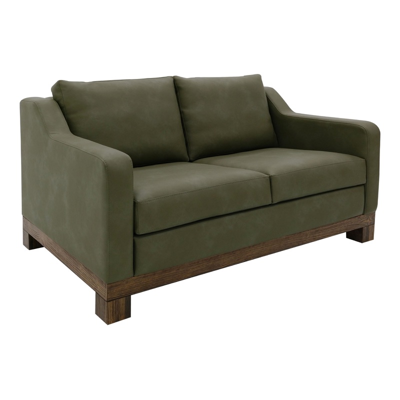Natural Teca – Loveseat – Olive Green