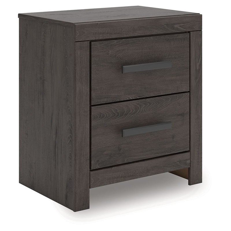 Prendonea – Charcoal – Two Drawer Night Stand