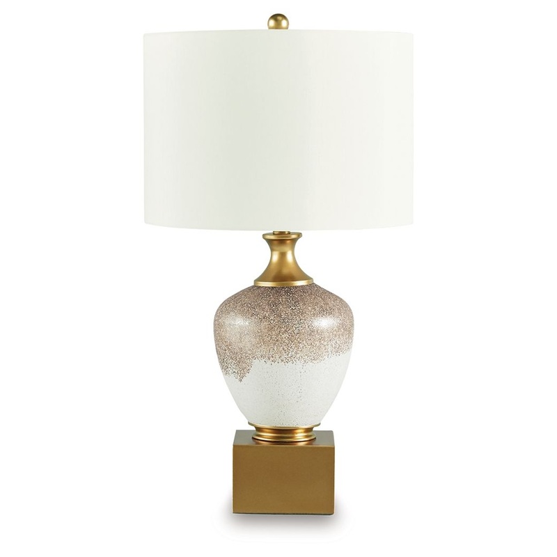 Tavisburg – Brown / White / Gold – Glass Table Lamp