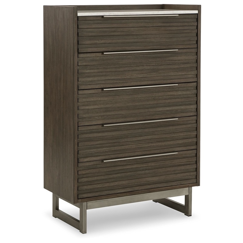 Arkenton – Grayish Brown / White – Five Drawer Chest