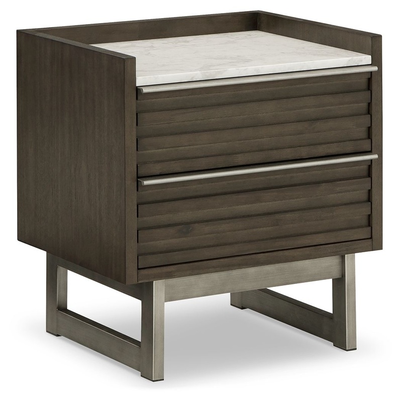 Arkenton – Grayish Brown / White – Two Drawer Night Stand