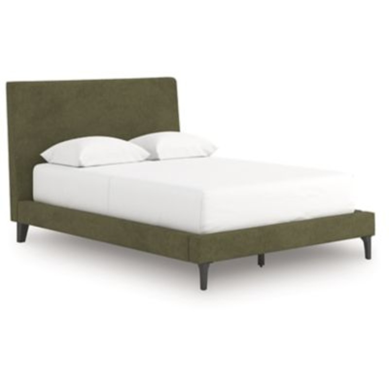 Chirason – Sage Green – Queen Upholstered Bed With Roll Slats