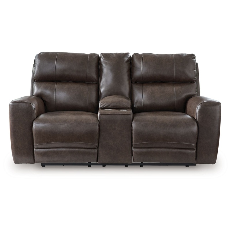 Crossplex – Smoke – Power Recline Loveseat / Console / Adjustable Headrest