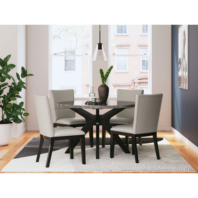 Glinari – Taupe / Black – 5 Pc. – Dining Room Table, 4 Side Chairs