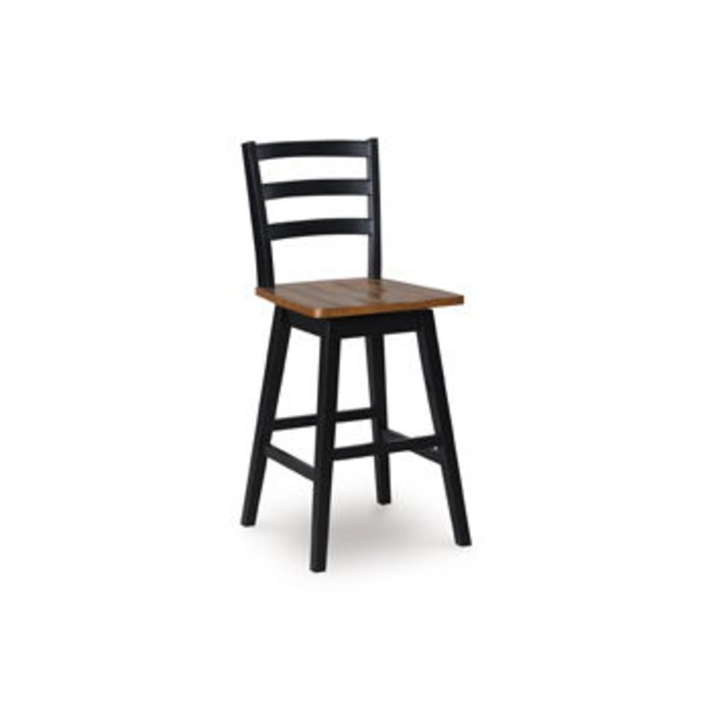 Wildenauer – Brown / Black – Tall Swivel Barstool (Set of 2)