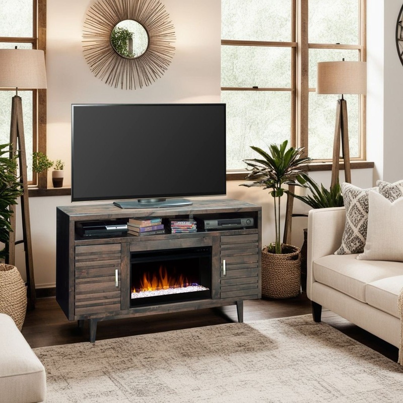 Avondale – Electric Fireplace TV Console For TVs Up To 70 – Charcoal Brown