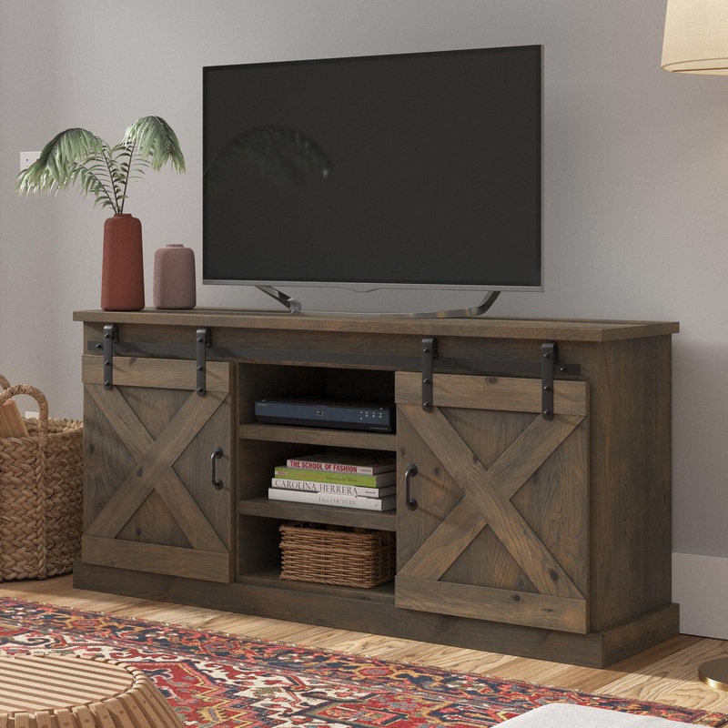 Farmhouse – TV Stand Console – Barnwood