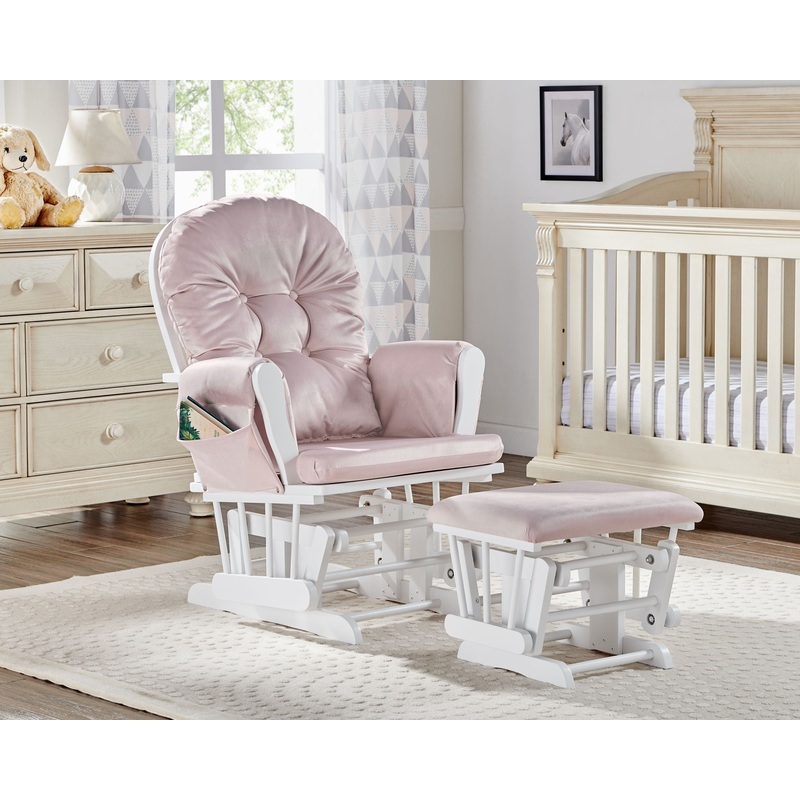 Mason – Glider And Ottoman White Wood